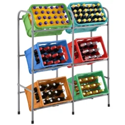 Juskys Getränkekistenregal Cool – Kistenregal Für Bis Zu 6 Kisten Je 17 Kg – Getränkeständer Platzsparend 96 × 34 × 116 Cm – Getränkeregal Aus Metall