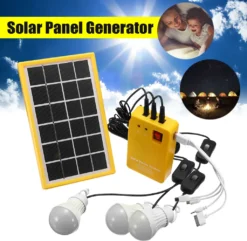Solargenerator Stromerzeuger Mit 3 LED Lamp USB Ladegeräte Camping 6V 3W