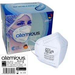 Atemious MAX5 Komfort Vlies FFP2 Atemschutzmaske Germany Mit Ift Rosenheim Zertifikat Lose Oder Einzeln Verpackt, Menge:30 Stck., Verpackung:lose Im Beutel -Vidailo Verkaufe 2d415fc8cf3d8c09ba3d2c950e2696f3