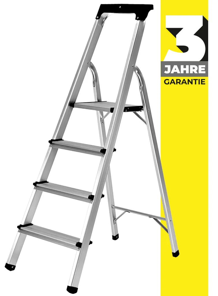 Craftfull Stehleiter CF-133B, Aluminium-Haushaltsleiter, Ablagefläche, Gummi-Standfüße, 3-6 Stufen (4 Stufen) 3 Craftfull Stehleiter CF-133B, Aluminium-Haushaltsleiter, Ablagefläche, Gummi-Standfüße, 3-6 Stufen (4 Stufen)