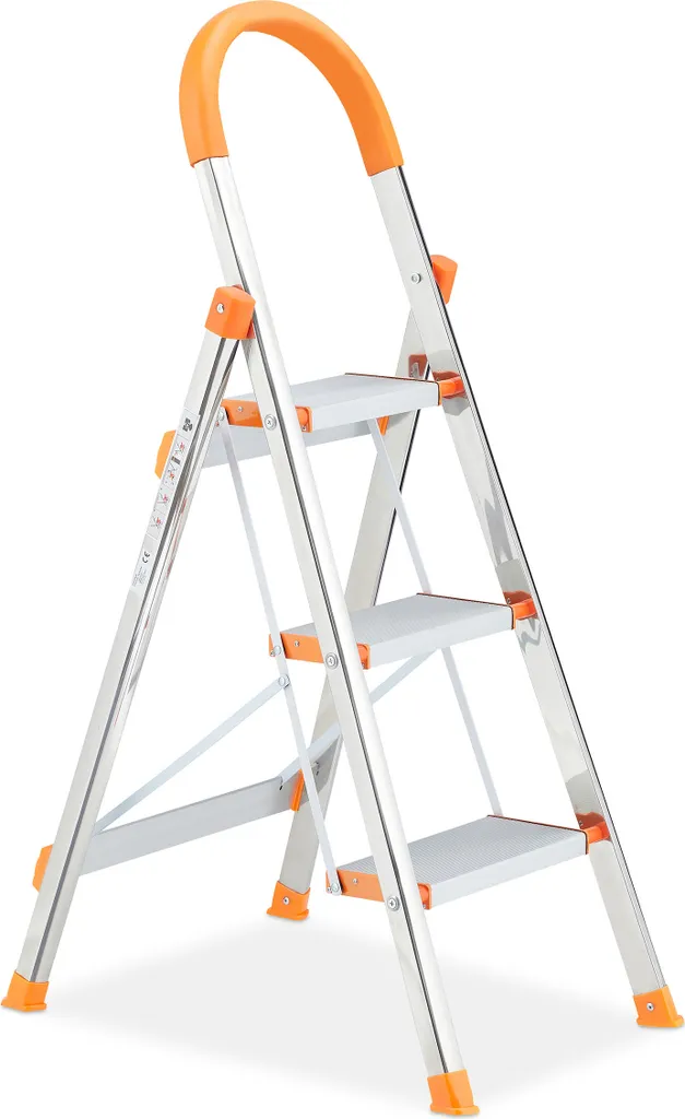 Relaxdays Klappbare Trittleiter Mit 3 Stufen 3 Relaxdays Klappbare Trittleiter Mit 3 Stufen