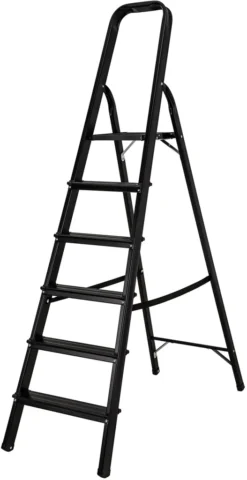 Craftfull Stehleiter CF-133A - Aluminium Haushaltsleiter - Gummierte Standfüße - Klappleiter - Mehrzweckleiter - 6 Stufen (Black Edition) -Vidailo Verkaufe 33e93015fa27a93b4d289355cb6dfa7b
