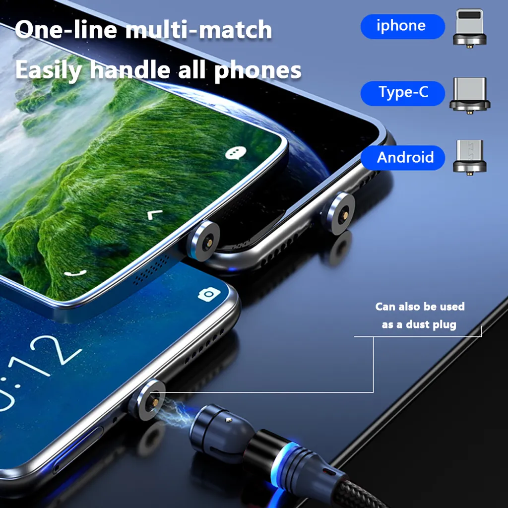 Magnetisches Ladekabel, Drehbares Magnetisches Ladekabel Mit LED, Kompatibel Mit USB-C-Typ-C-Micro-2-in-1-Ladekabel ,Black,1 Meter Noodle 11 Magnetisches Ladekabel, Drehbares Magnetisches Ladekabel Mit LED, Kompatibel Mit USB-C-Typ-C-Micro-2-in-1-Ladekabel ,Black,1 Meter Noodle – Bild 9