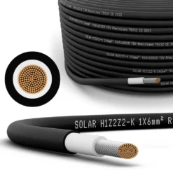 50m Solarkabel 6 Mm² H1Z2Z2-K Photovoltaik Kabel Für Solaranlagen Schwarz