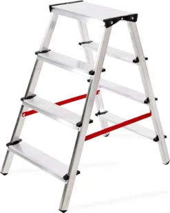 Aluleiter Zweiseitige Haushaltsleitern Stehleiter 2x4 Stufen 125KG EN131 MSTR