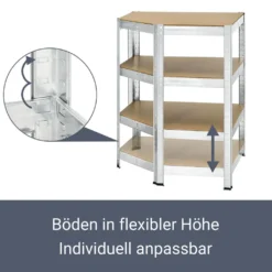 Juskys Eckregal Lageregal Corner Basic 180 X 70 X 40-70 Cm - 875 Kg - 5 Böden - Metall Verzinkt - Schwerlastregal Steckregal Kellerregal -Vidailo Verkaufe 3852ed88366be8b47e1c464f17497ada