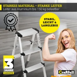 Craftfull Doppel-Klapptritt CF-131A, Aluminium-Trittleiter Klappbar (2 X 3 Stufen) 18 Craftfull Doppel-Klapptritt CF-131A, Aluminium-Trittleiter Klappbar (2 X 3 Stufen) -Vidailo Verkaufe 3926c5dd725946e900750b970f3a6958