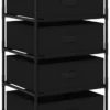 VidaXL Aufbewahrungsregal Mit 4 Stoffkörben Stahl Schwarz