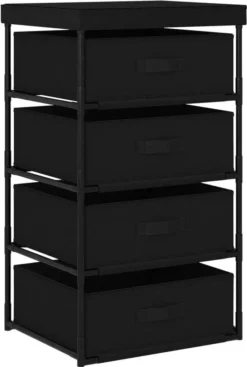 VidaXL Aufbewahrungsregal Mit 4 Stoffkörben Stahl Schwarz