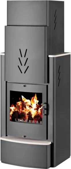 EEK A XXL-Kaminofen (180cm) Victoria Sonata Mit XL-Brennraum Schwarz– 16kW