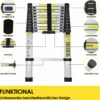 Wolketon Teleskopleiter 2.6m Stehleiter Mehrzweckleiter Alu Multifunktionsleiter Ausziehleiter