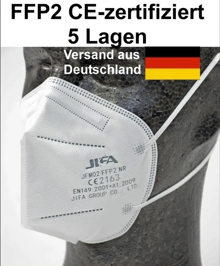 40x FFP2 Atemschutzmaske Effektiver Schutz 5- Lagig E Maske Mund Nase 95% Filterung EN 149:2001+A1:2009 Optimaler Infektionsschutz 3 40x FFP2 Atemschutzmaske Effektiver Schutz 5- Lagig E Maske Mund Nase 95% Filterung EN 149:2001+A1:2009 Optimaler Infektionsschutz