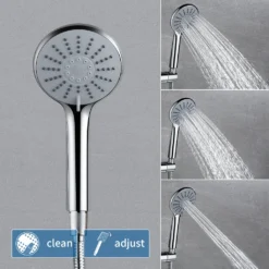 Duschsystem Mit Thermostat Regendusche Edelstahl Regenkopf Runde Duschsäule Duschgarnitur Duscharmatur Inkl. 3 Strahlarten Handbrause, Höhenverstellbar Duschstange -Vidailo Verkaufe 3d08eebecd27fd5b928b87fc26f900dd