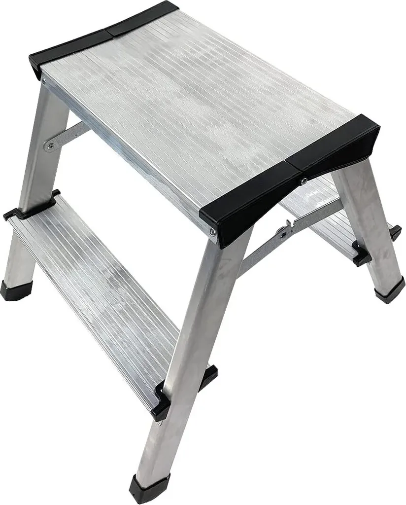 Trittleiter Mit 2 Stufen – Doppelseitige Profi-Leiter Aus Aluminium, Bis Zu 125 Kg Belastung 4 Trittleiter Mit 2 Stufen – Doppelseitige Profi-Leiter Aus Aluminium, Bis Zu 125 Kg Belastung – Bild 2