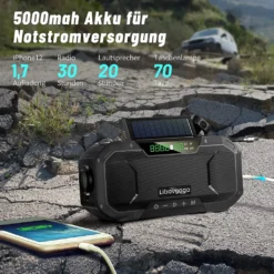 Kurbelradio Tragbares Solarradio Notfall-AM-FM-Radio Mit USB-Telefonladefunktion, LED-Taschenlampe Und 5000-mAh-Akku Für Outdoor-Camping,blau