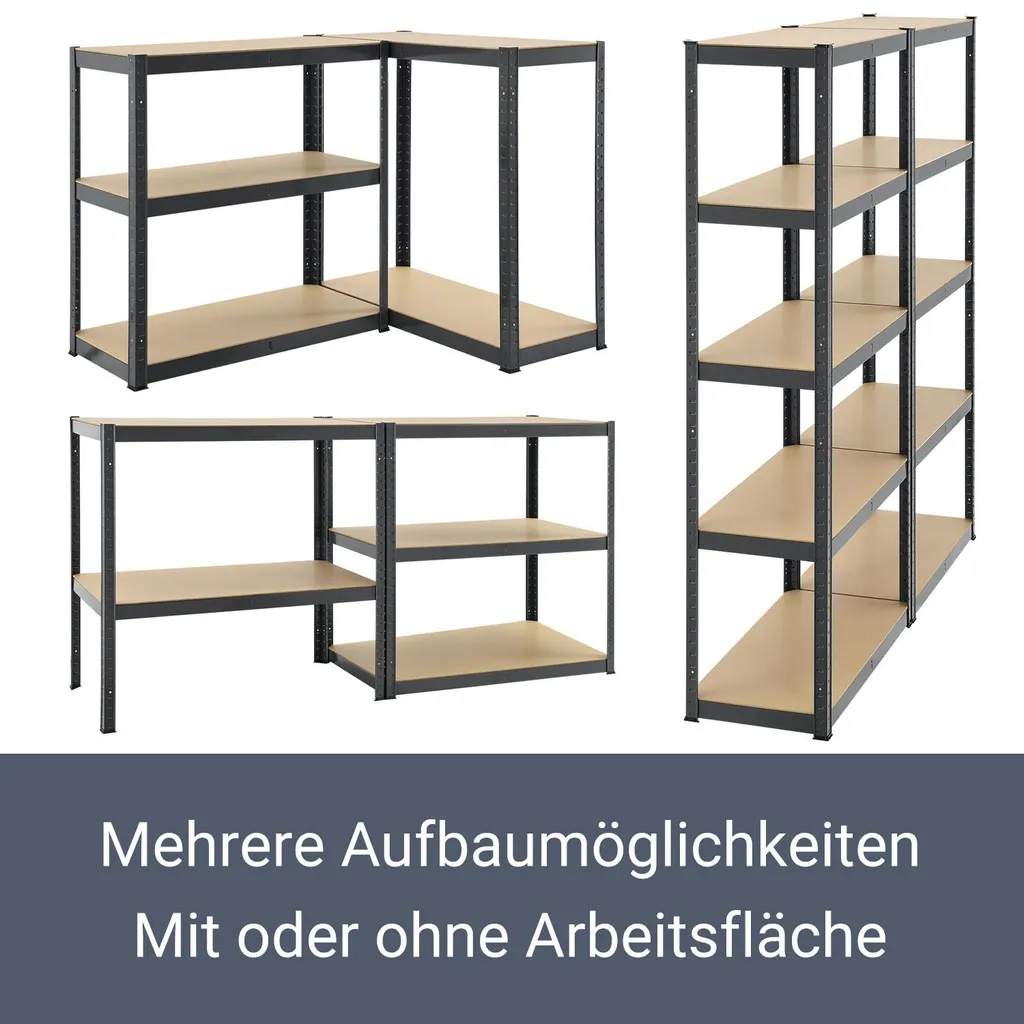 Juskys Lagerregal Basic 2er Set 180x90x40 Cm Grau – 2 Schwerlastregale Mit 10 Böden – Max. 1750 Kg - Metall Verzinkt - Regale Kellerregal Metallregal 8 Juskys Lagerregal Basic 2er Set 180x90x40 Cm Grau – 2 Schwerlastregale Mit 10 Böden – Max. 1750 Kg - Metall Verzinkt - Regale Kellerregal Metallregal – Bild 6