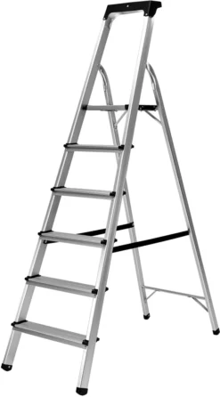 Craftfull Stehleiter CF-133B - Klappleiter - Aluminium Haushaltsleiter - Ablagefläche - Gummierte Standfüße - Mehrzweckleiter - 6 Stufen -Vidailo Verkaufe 402f7e609903135ce94e697f664ed5da