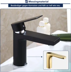 Badarmatur Schwarz Wasserhahn Bad Waschtischarmatur Mischbatterie Bad Waschbecken Armatur Für Badezimmer Einhandmischer Waschtischmischer Waschtischbatterie -Vidailo Verkaufe 405836dfacf350778a14c5159ec195d0