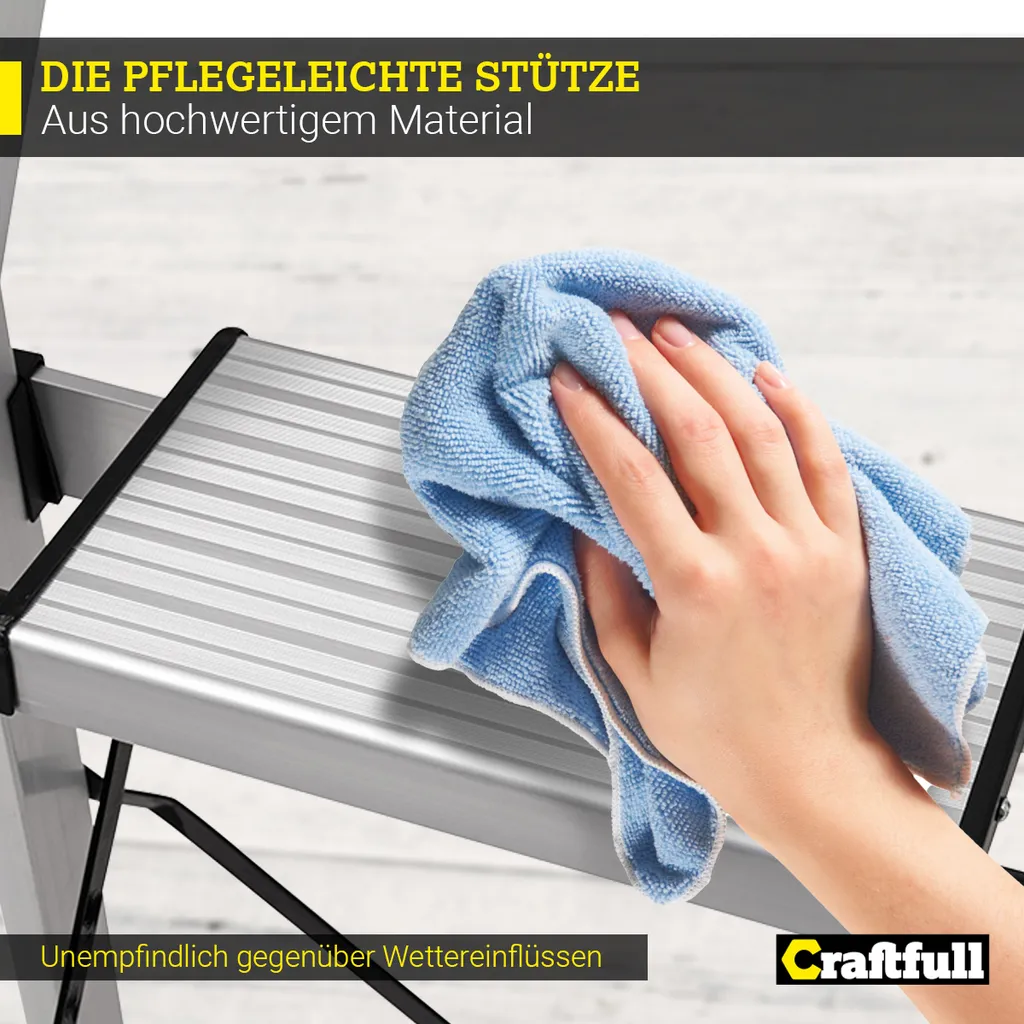 Craftfull Stehleiter CF-134A Klappleiter 5 Stufen Silber, Gummierte Standfüße, Alu Leiter Aluminiumleiter Aluleiter Mehrzweckleiter Multifunktionsleiter Haushaltsleiter Leiter 11 Craftfull Stehleiter CF-134A Klappleiter 5 Stufen Silber, Gummierte Standfüße, Alu Leiter Aluminiumleiter Aluleiter Mehrzweckleiter Multifunktionsleiter Haushaltsleiter Leiter – Bild 9