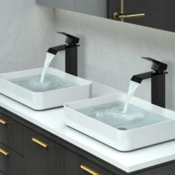 2x Badarmatur Schwarz Waschbecken Armatur Wasserfall Mischbatterie Waschtischarmatur Einhandmischer Schwarzer Wasserhahn Für Badzimmer Hoch -Vidailo Verkaufe 44139d5d5d50b467b3a40a34f9d75ad9