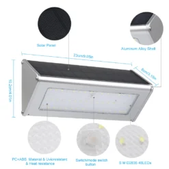 Neoglint Solar-Wandleuchte, Radar-Bewegungssensor, 48 LEDs, Superhelle 1100 Lumen, Wasserdichte Gartenlampe, Aluminiumlegierung, Gehaeuse Fuer Garten, Terrasse, Hof, Zaun, Garage, Deck -Vidailo Verkaufe 44b1d4c1713c7127c433d0e068a74844