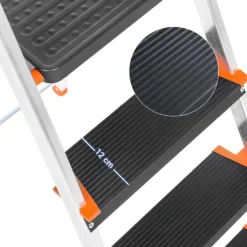 SONGMICS Leiter Mit 3 Stufen, Aluleiter, 12 Cm Breite Stufen Mit Riffelung, Anti-Rutsch-Füße, Mit Handlauf Und Werkzeugschale, Max. Belastbarkeit 150 Kg, Vom Rheinland , Silber GLT03BK -Vidailo Verkaufe 480ac89472a0fb6400294ca5208492d1