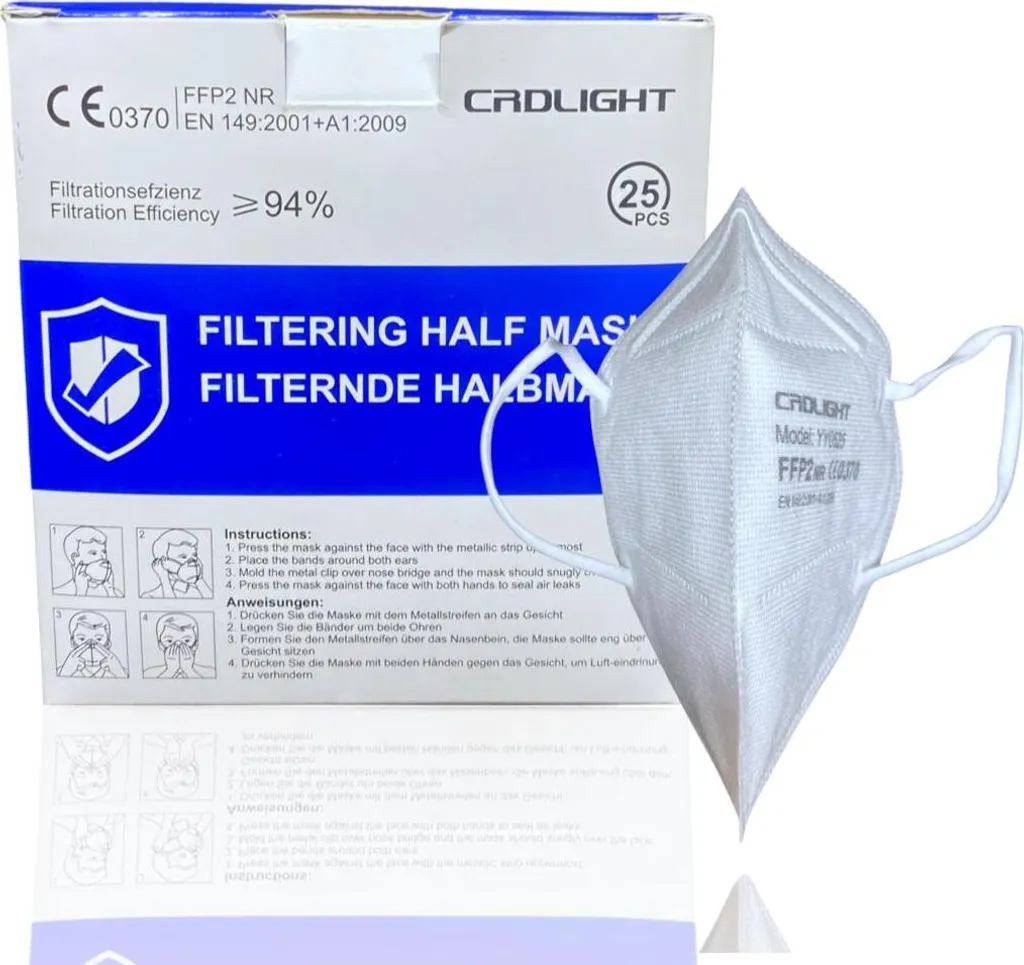 25x FFP2 Maske CRDLIGHT Einzeln Verpackt CE 0370 EN149:2001+A1:2009 FFP2 NR 3 25x FFP2 Maske CRDLIGHT Einzeln Verpackt CE 0370 EN149:2001+A1:2009 FFP2 NR