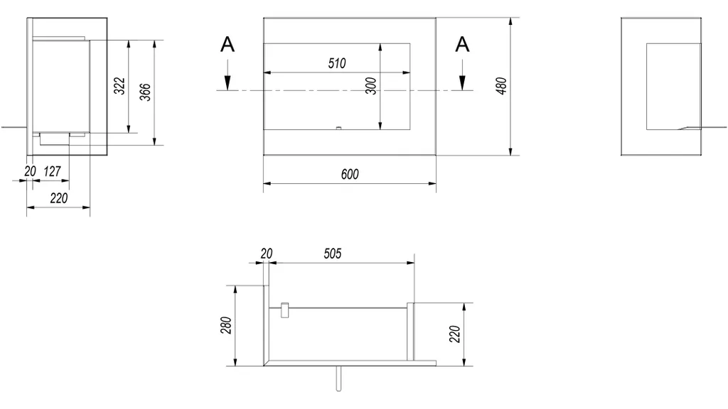 Wandkamin Bioethanol DELTA 600 Links 9 Wandkamin Bioethanol DELTA 600 Links – Bild 7