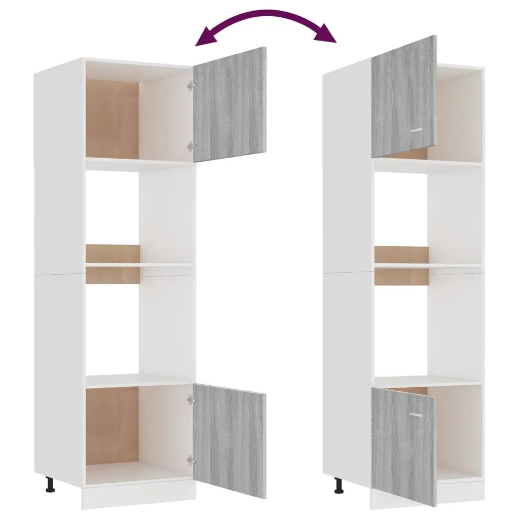VidaXL Mikrowellenumbauschrank Grau Sonoma 60x57x207 Cm Holzwerkstoff 9 VidaXL Mikrowellenumbauschrank Grau Sonoma 60x57x207 Cm Holzwerkstoff – Bild 7