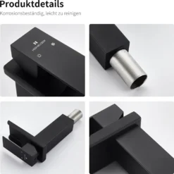 Homelody Wasserfall Wasserhahn Bad Schwarz Matt Waschtischarmatur, Konkaves Wasserfall Design Einhebelmischer Waschbeckenarmatur Aus Edelstahl Wasserhahn -Vidailo Verkaufe 492fa6d7d71e97202c6f1a9897a330ec