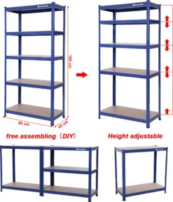 SONGMICS Lagerregal 180 X 90 X 40 Cm Bis 875 Kg Belastbar (175 Kg Pro Ablage), Schwerlastregal Mit 5 Regalböden, Regalsystem Mit Höhenverstellbaren Ablagen Blau GLR40Q -Vidailo Verkaufe 49c64549e60c36f16a94a1adce1baa5b