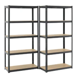 Juskys Lagerregal Basic 2er Set 180x90x40 Cm Grau – 2 Schwerlastregale Mit 10 Böden – Max. 1750 Kg - Metall Verzinkt - Regale Kellerregal Metallregal