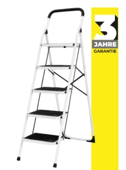Craftfull Klapptritt CF-132A, Aluminium-Trittleiter 5 Stufen Klappbar