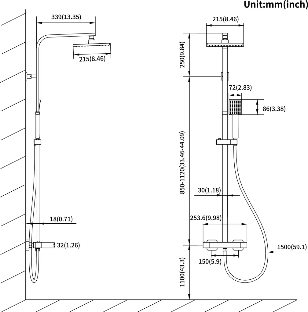 Duschsystem Mit 38 °C Thermostat Duscharmatur Regendusche Duschset Dusch Mit Handbrause, Schwarz 10 Duschsystem Mit 38 °C Thermostat Duscharmatur Regendusche Duschset Dusch Mit Handbrause, Schwarz – Bild 8