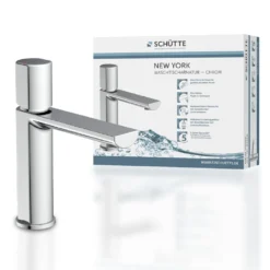 SCHÜTTE Waschtischarmatur NEW YORK, Wasserhahn Bad Mit Pop Up Abflussstopfen In Chrom