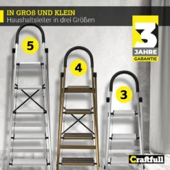 Craftfull Stehleiter CF-134A Klappleiter 5 Stufen Silber, Gummierte Standfüße, Alu Leiter Aluminiumleiter Aluleiter Mehrzweckleiter Multifunktionsleiter Haushaltsleiter Leiter 18 Craftfull Stehleiter CF-134A Klappleiter 5 Stufen Silber, Gummierte Standfüße, Alu Leiter Aluminiumleiter Aluleiter Mehrzweckleiter Multifunktionsleiter Haushaltsleiter Leiter -Vidailo Verkaufe 4ec66ac665a3a68756e412d8b2f440fd