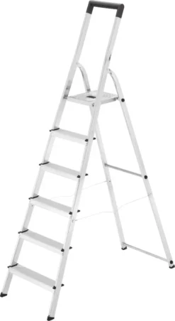 Hailo Haushaltsleiter L40 - 6 Sprossen 6 Stufen, Arbeitshöhe Max. 3,28 M