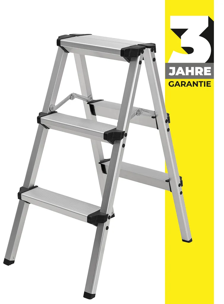 Craftfull Doppel-Klapptritt CF-131A, Aluminium-Trittleiter Klappbar (2 X 3 Stufen) 3 Craftfull Doppel-Klapptritt CF-131A, Aluminium-Trittleiter Klappbar (2 X 3 Stufen)