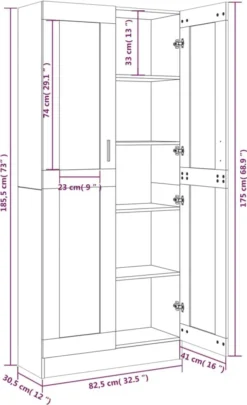 VidaXL Vitrinenschrank Räuchereiche 82,5x30,5x185,5 Cm Holzwerkstoff -Vidailo Verkaufe 516e3a5573ab5ef02e7d9234733ceb50