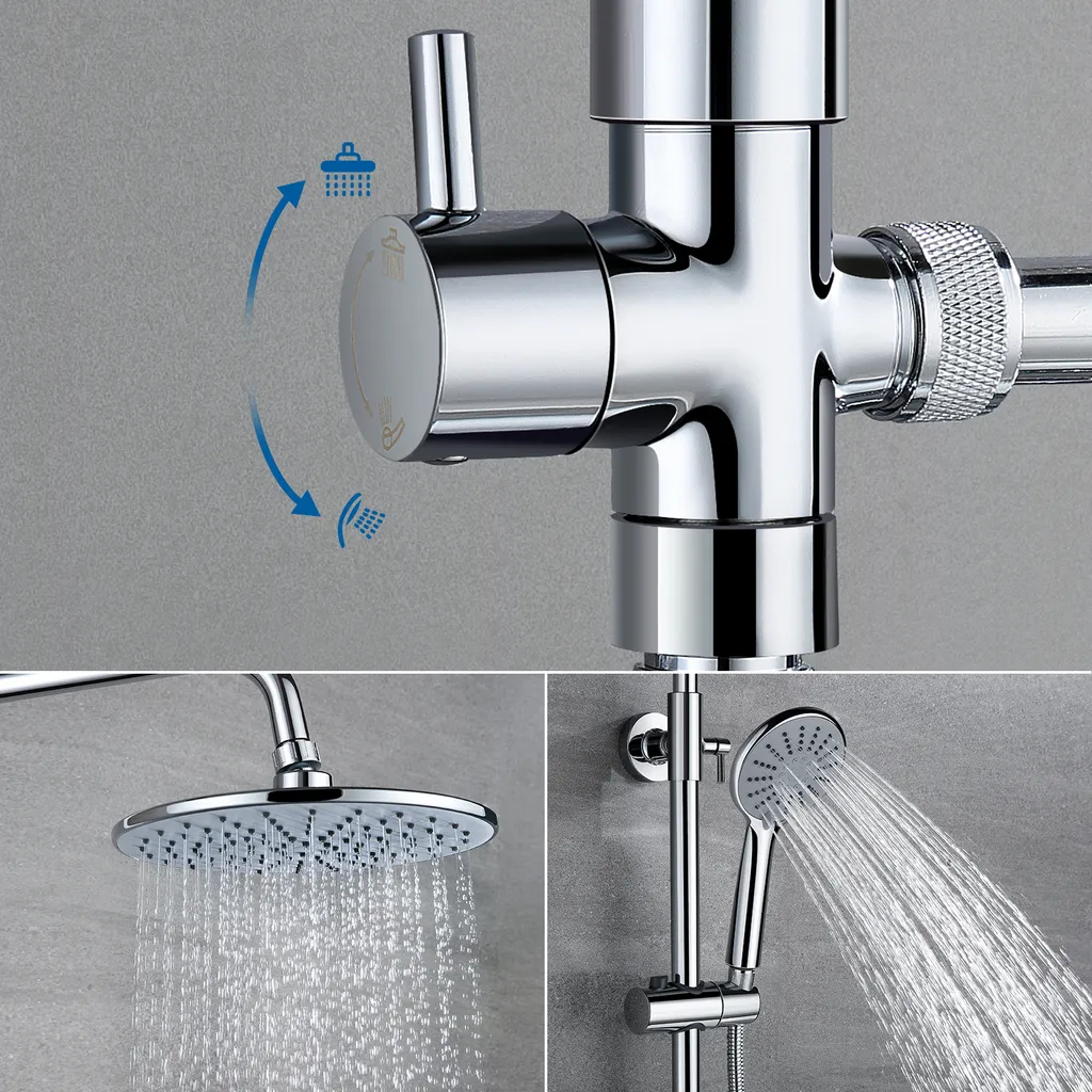 Chorm Brausegarnitur, Duschsystem Mit Thermostat Mischer, Duschset, Duscharmatur Thermostat Mit Regendusche Und Handbrause (3 Strahlarten) 6 Chorm Brausegarnitur, Duschsystem Mit Thermostat Mischer, Duschset, Duscharmatur Thermostat Mit Regendusche Und Handbrause (3 Strahlarten) – Bild 4