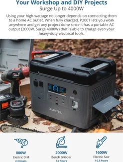 OUKITEL Tragbares Stromerzeuger P2001E, Solarspeicher Mit 2000Wh/51,2V LiFePO4 Akku Mit 2000W (4000W Peak) AC Ausgängen, Versorgt 13 Geräte Gleichzeitig, Solargenerator Mit Beleuchtung Für Outdoor Camping, Fernreisen, Heimgebrauch -Vidailo Verkaufe 5260f8512e4a7386140587ffaba83503 1