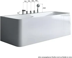 Doporro Design-Badewanne Vicenza601 180x80x57cm Komplett Zur Wandmontage Mit Ablaufgarnitur Inkl. Armaturen Und Überlauf Aus Acryl In Weiß Und DIN-Anschlüssen -Vidailo Verkaufe 5277692e35c7e0d9a9afc1a7980d57ae