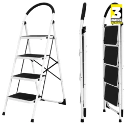 Craftfull Klapptritt CF-130A, Aluminium-Trittleiter 4 Stufen Klappbar