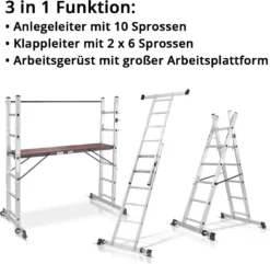 STAHLWERK Leitergerüst 150 Kg Alu Klappleiter Arbeitsplattform Mehrzweckleiter -Vidailo Verkaufe 54490818bf8c3d4d81ae1ff22197b7ac