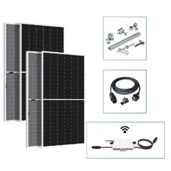 Solar- PV 780 Balkonkraftwerk Komplettset Mit 390W Bifacial Solarmodul Stockschrauben Quer 10 M Schukostecker