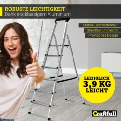 Craftfull Stehleiter CF-133B - Klappleiter - Aluminium Haushaltsleiter - Ablagefläche - Gummierte Standfüße - Mehrzweckleiter - 6 Stufen -Vidailo Verkaufe 56a68c29bf4dc3988053645c54ef1b19
