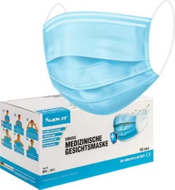 Medizinische Gesichtsmasken TYP IIR Einweg Mund Nasenschutz Maske 3-lagig 50x