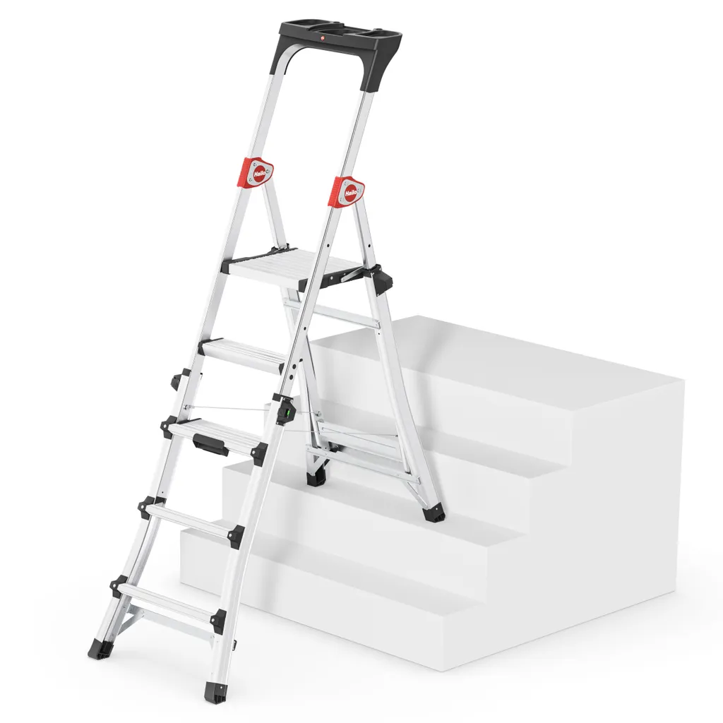 Hailo TL100 TopLine Alu Teleskop Stehleiter 5 Stufen 4 Hailo TL100 TopLine Alu Teleskop Stehleiter 5 Stufen – Bild 2