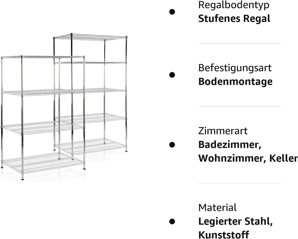 Schwerlastregal - Metallregal Himalaya Verchromt 5 Böden 200 X 90 X 60 Cm 7 Schwerlastregal - Metallregal Himalaya Verchromt 5 Böden 200 X 90 X 60 Cm – Bild 5