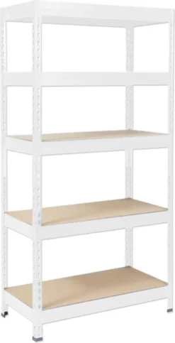 Schwerlastregal Steckregal Grizzly Riesenauswahl Weiß Höhe: 220 Cm Breite: 90 Cm Tiefe: 60 Cm